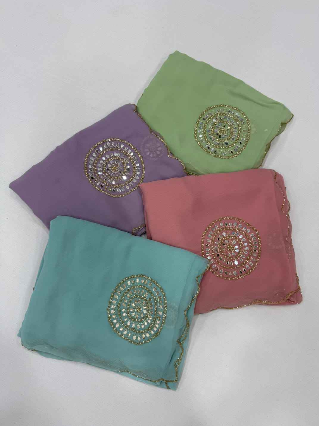 PURE SOFT GEORGETTE KHATLI HANDWORK SAREE