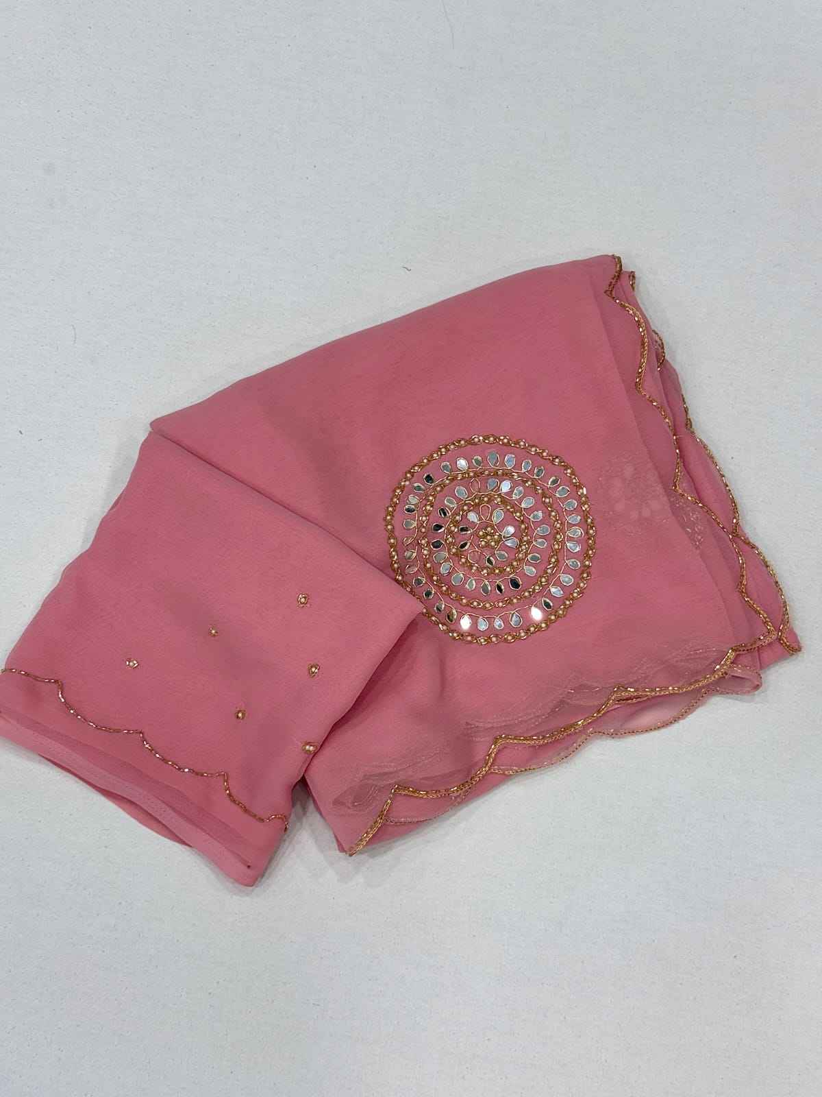 PURE SOFT GEORGETTE KHATLI HANDWORK SAREE