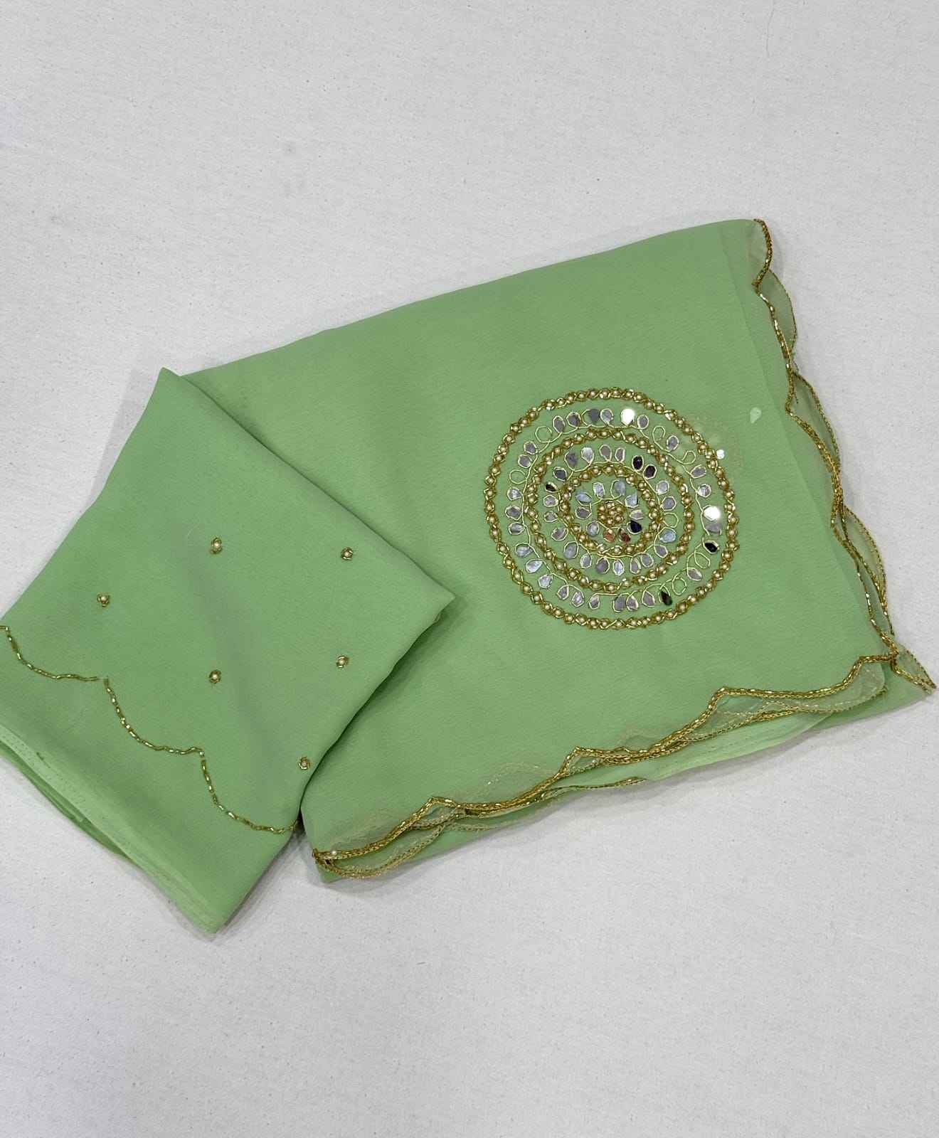 PURE SOFT GEORGETTE KHATLI HANDWORK SAREE