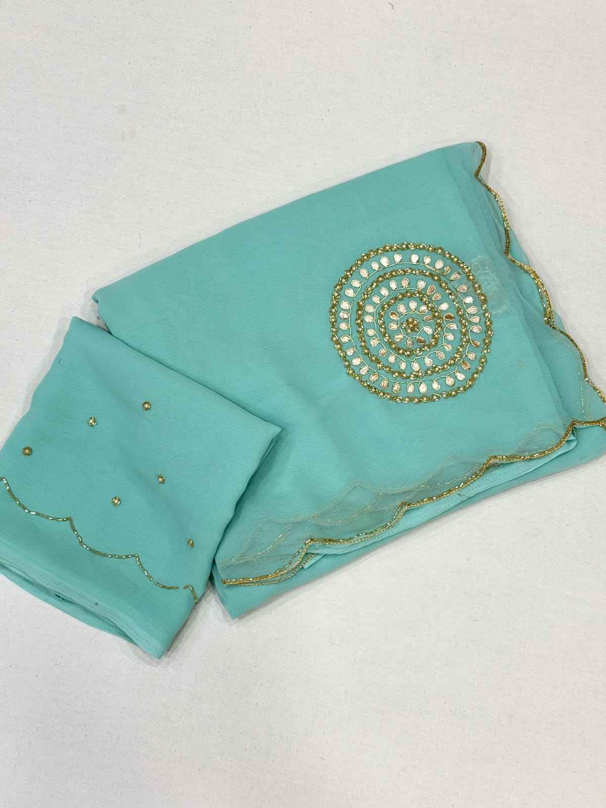 PURE SOFT GEORGETTE KHATLI HANDWORK SAREE