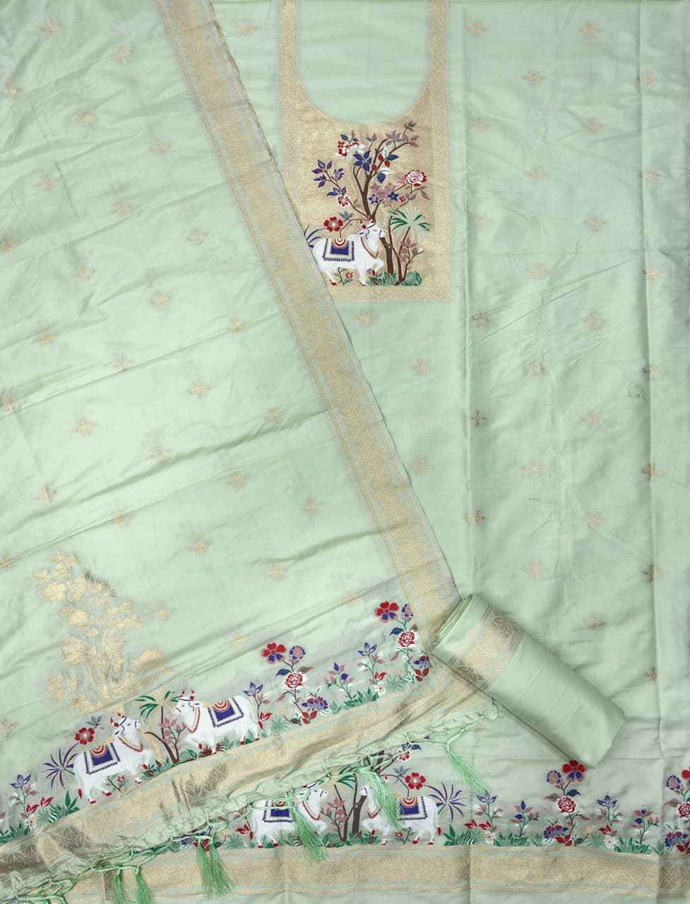 SOFT SILK BLEND WITH RICH PAITHANI ZARI WEAVING DRESS MATERIAL 022