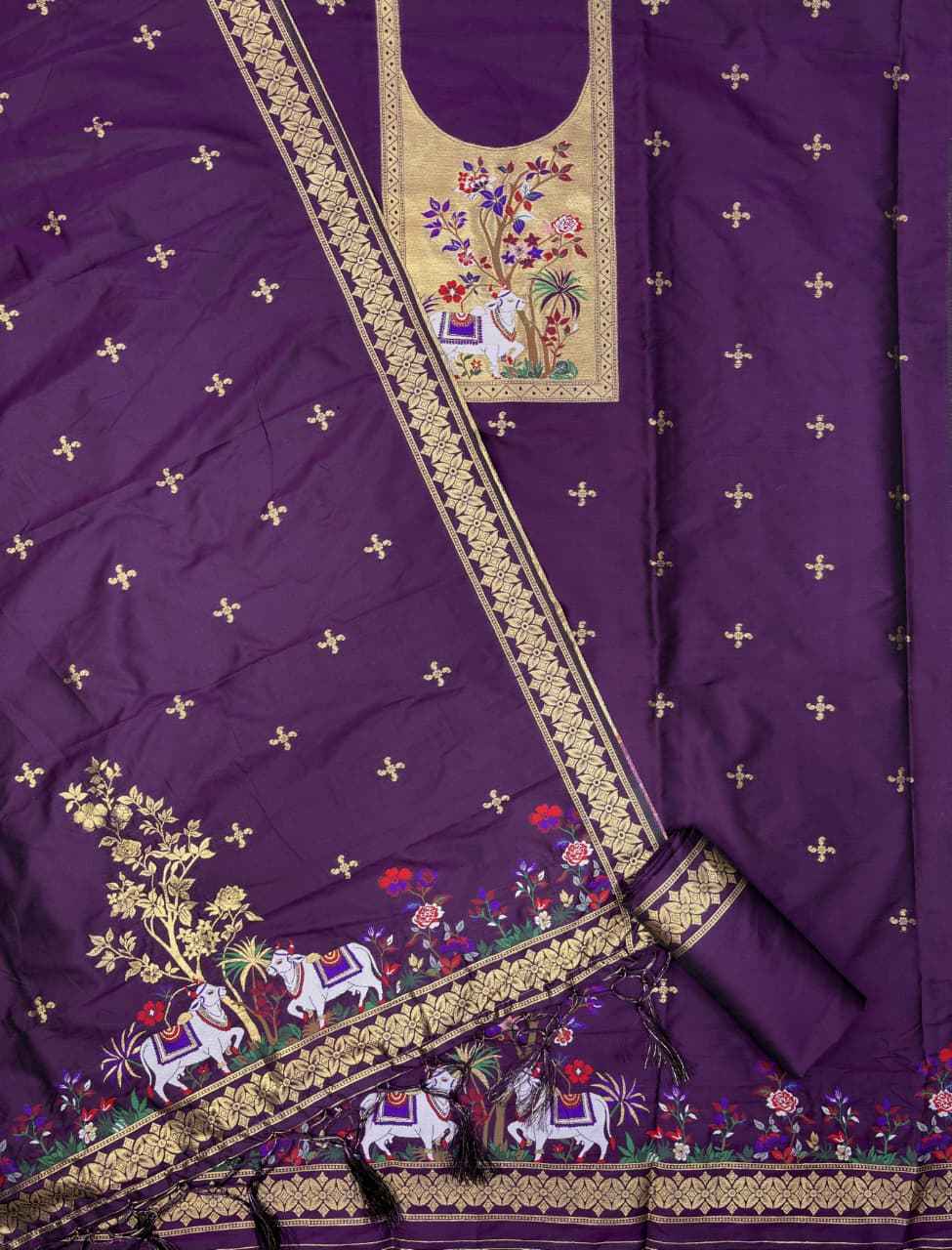 SOFT SILK BLEND WITH RICH PAITHANI ZARI WEAVING DRESS MATERIAL 022