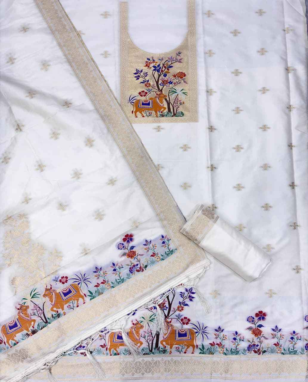 SOFT SILK BLEND WITH RICH PAITHANI ZARI WEAVING DRESS MATERIAL 022