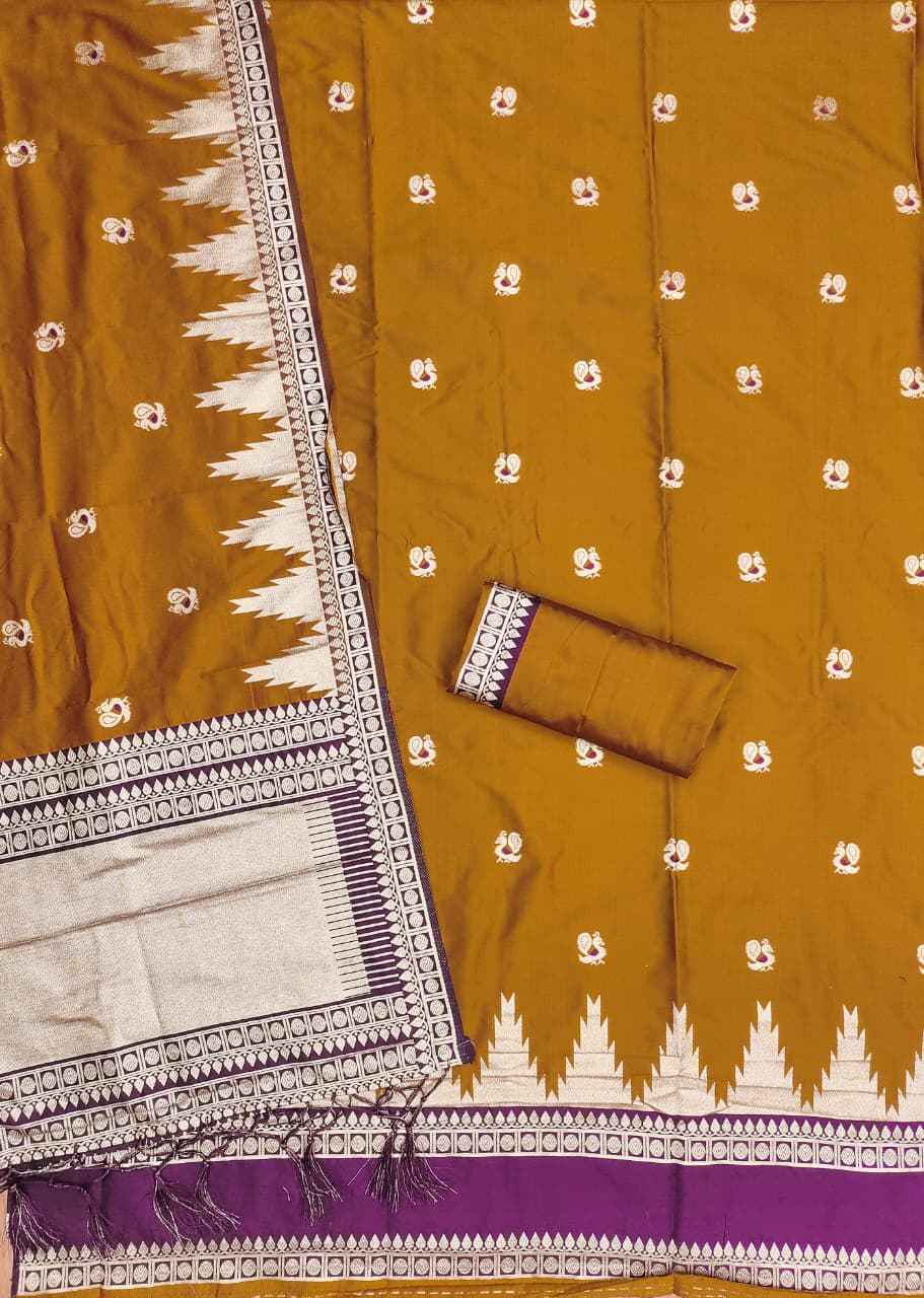 SOFT SILK BLEND WITH RICH PAITHANI ZARI WEAVING DRESS MATERIAL