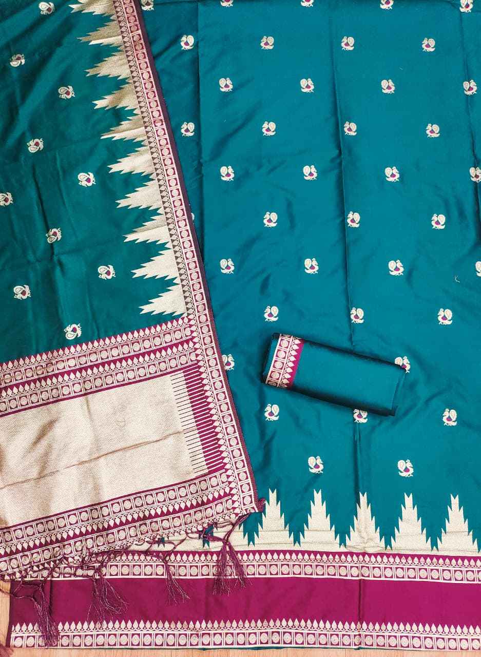 SOFT SILK BLEND WITH RICH PAITHANI ZARI WEAVING DRESS MATERIAL