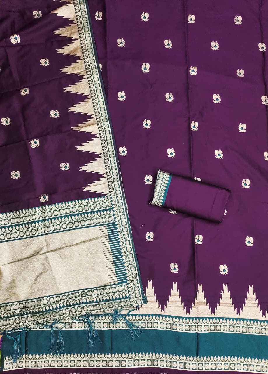 SOFT SILK BLEND WITH RICH PAITHANI ZARI WEAVING DRESS MATERIAL
