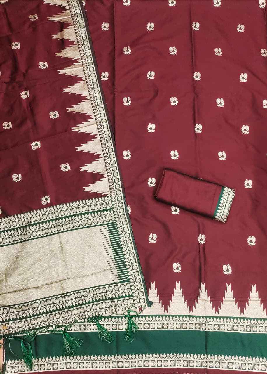 SOFT SILK BLEND WITH RICH PAITHANI ZARI WEAVING DRESS MATERIAL