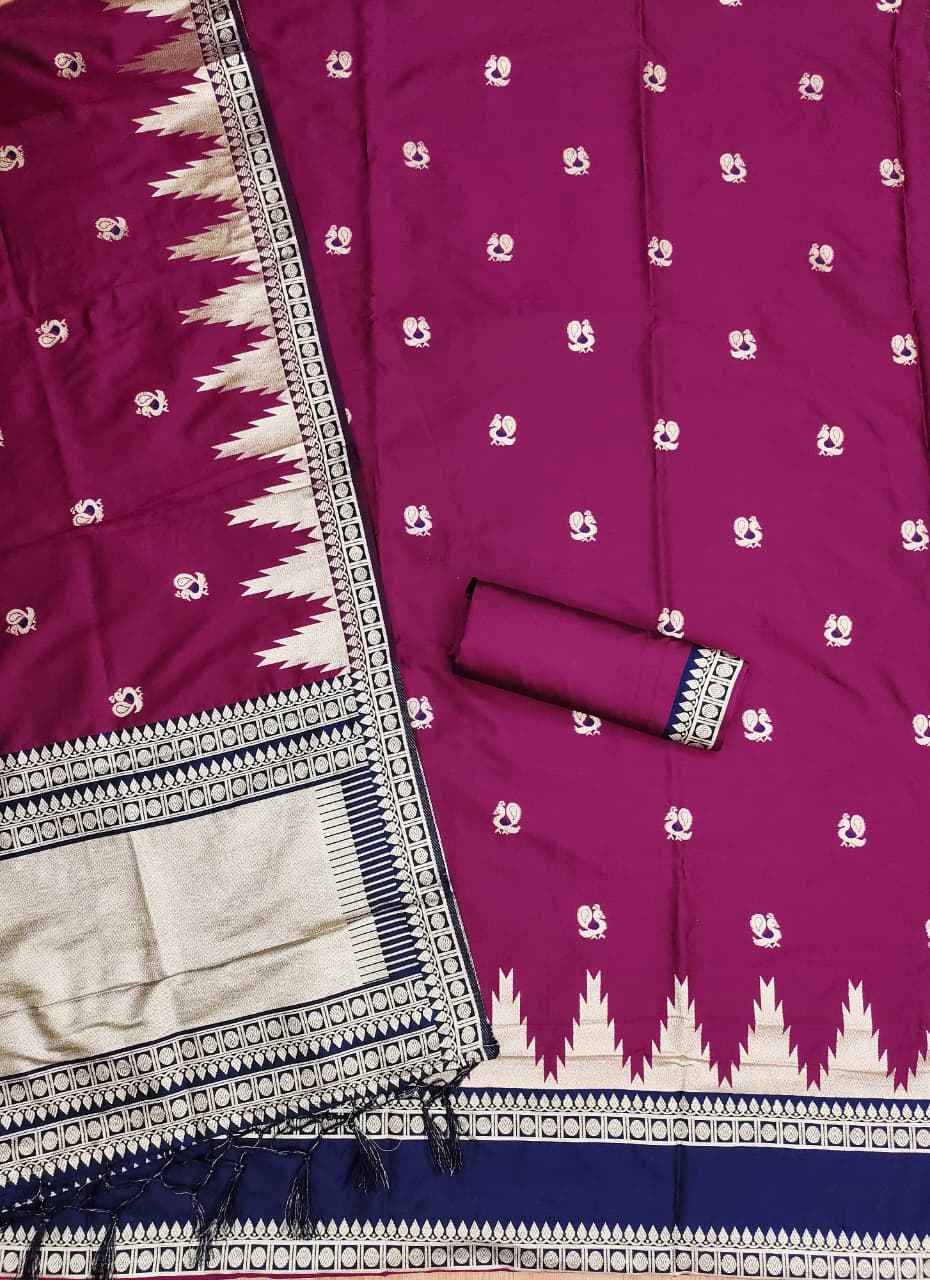 SOFT SILK BLEND WITH RICH PAITHANI ZARI WEAVING DRESS MATERIAL