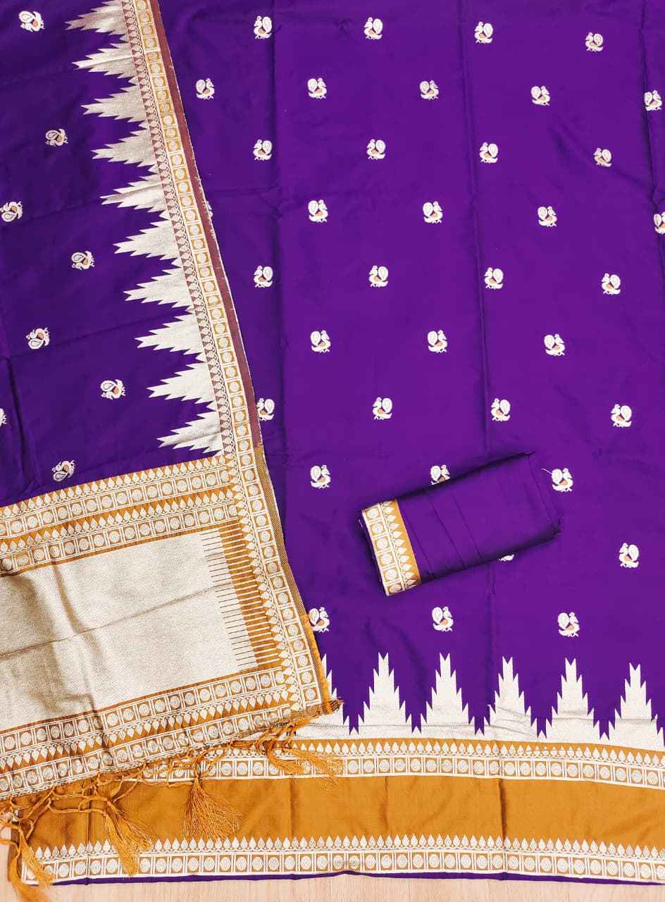 SOFT SILK BLEND WITH RICH PAITHANI ZARI WEAVING DRESS MATERIAL
