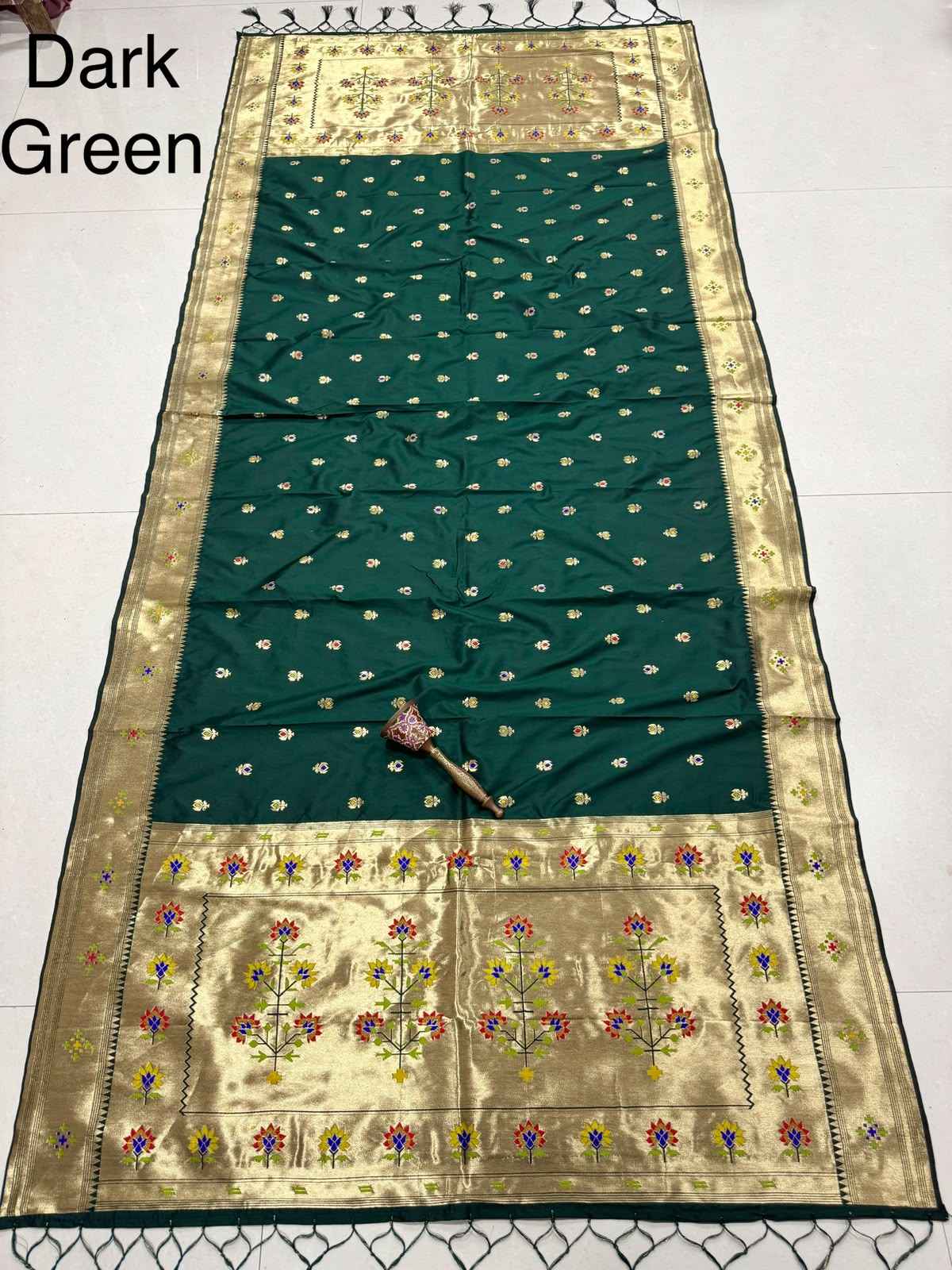 SOFT SILK ZARI TEMPLE BORDER KALASH PAITHANI DUPATTA 