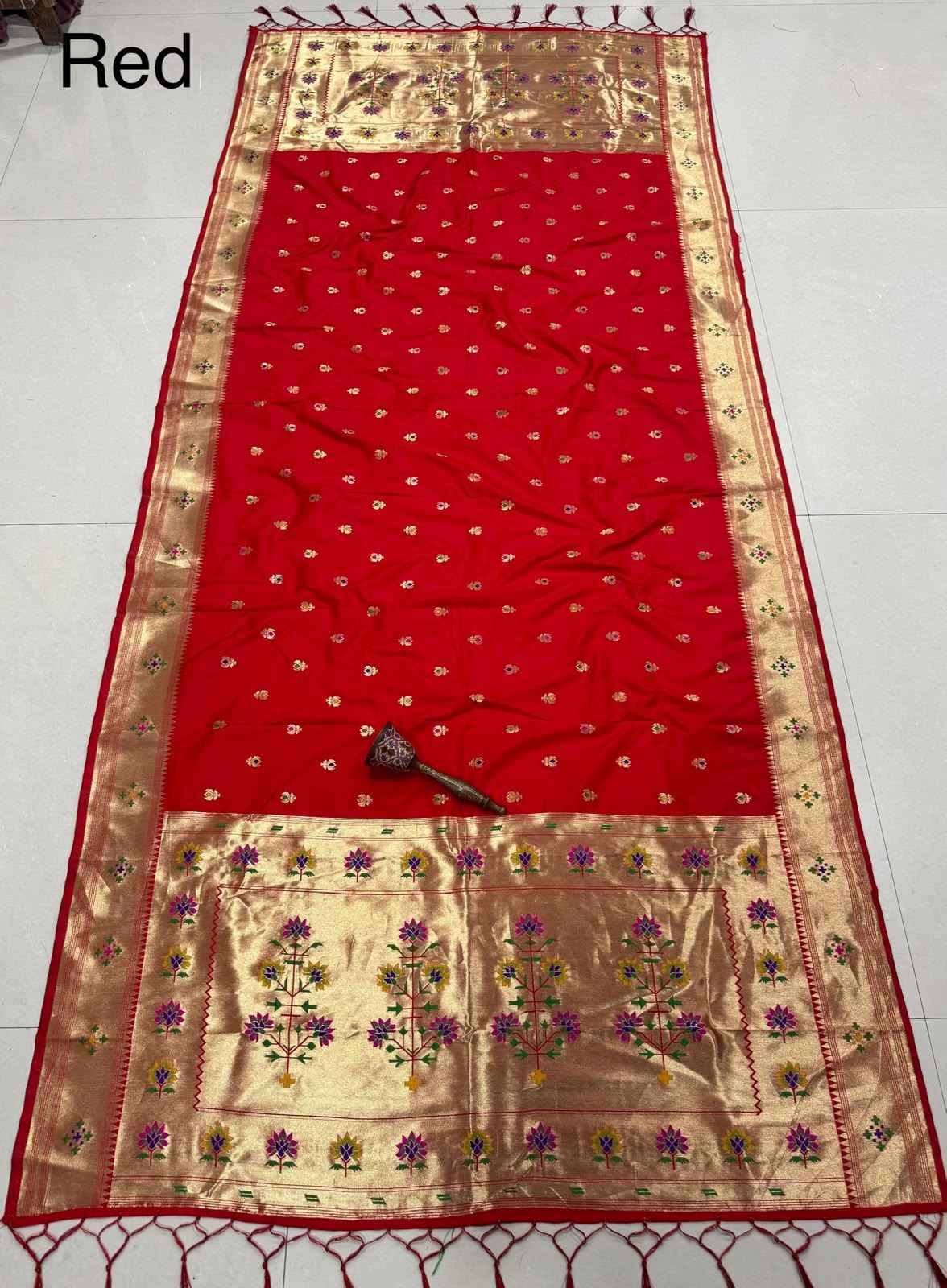 SOFT SILK ZARI TEMPLE BORDER KALASH PAITHANI DUPATTA 