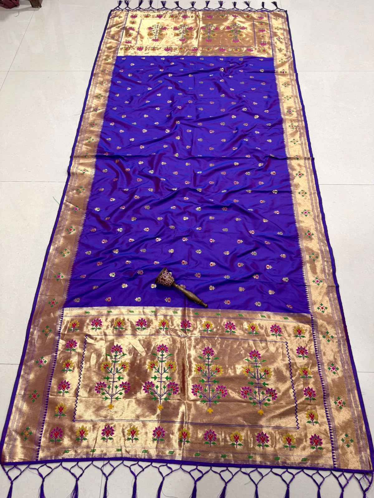 SOFT SILK ZARI TEMPLE BORDER KALASH PAITHANI DUPATTA 