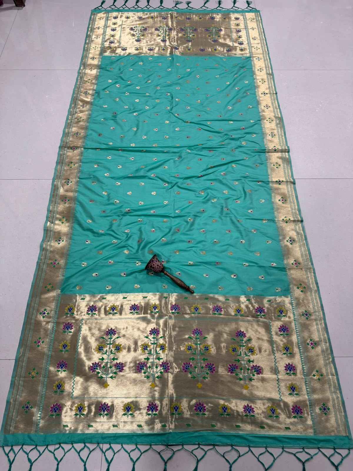 SOFT SILK ZARI TEMPLE BORDER KALASH PAITHANI DUPATTA 