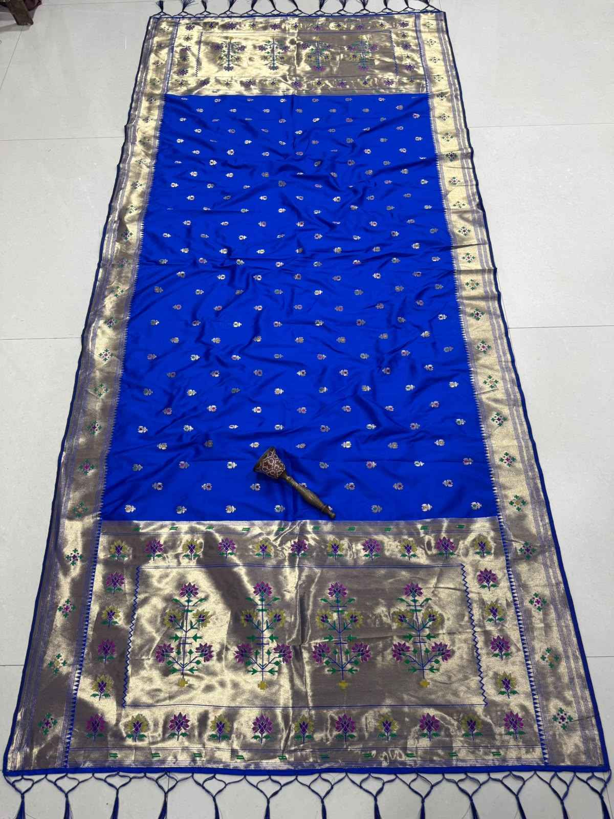 SOFT SILK ZARI TEMPLE BORDER KALASH PAITHANI DUPATTA 