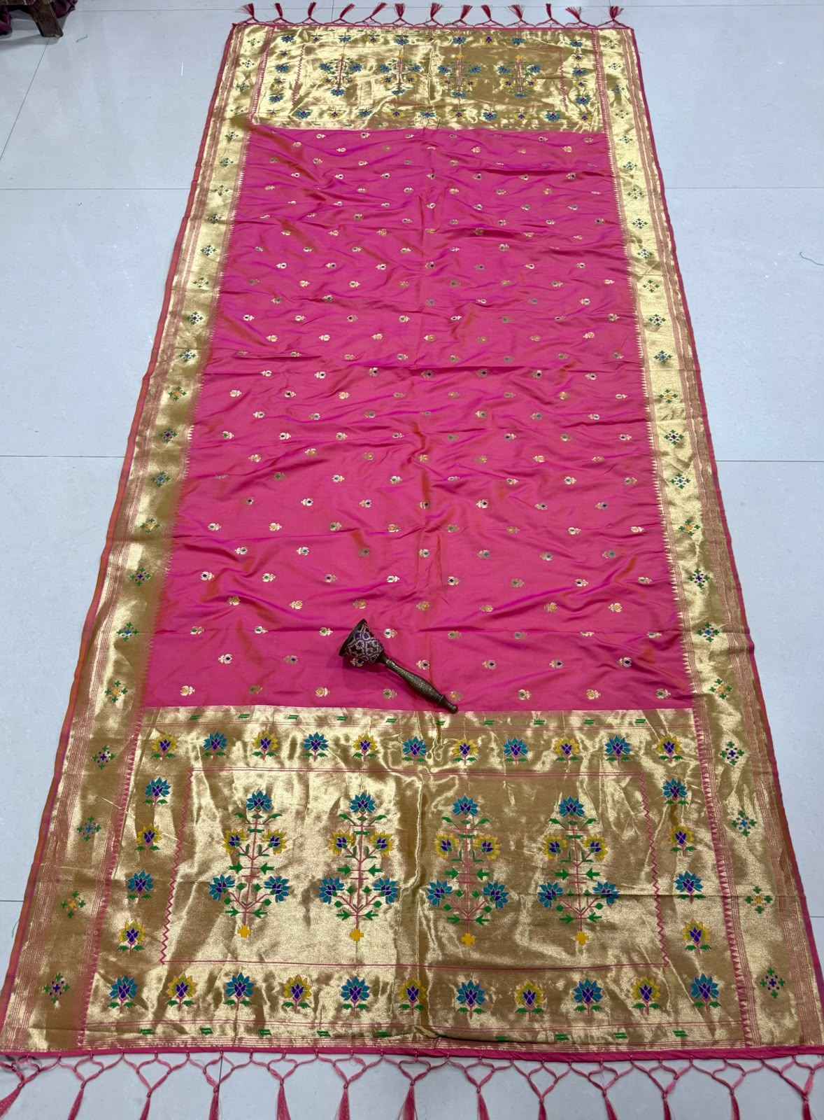 SOFT SILK ZARI TEMPLE BORDER KALASH PAITHANI DUPATTA 