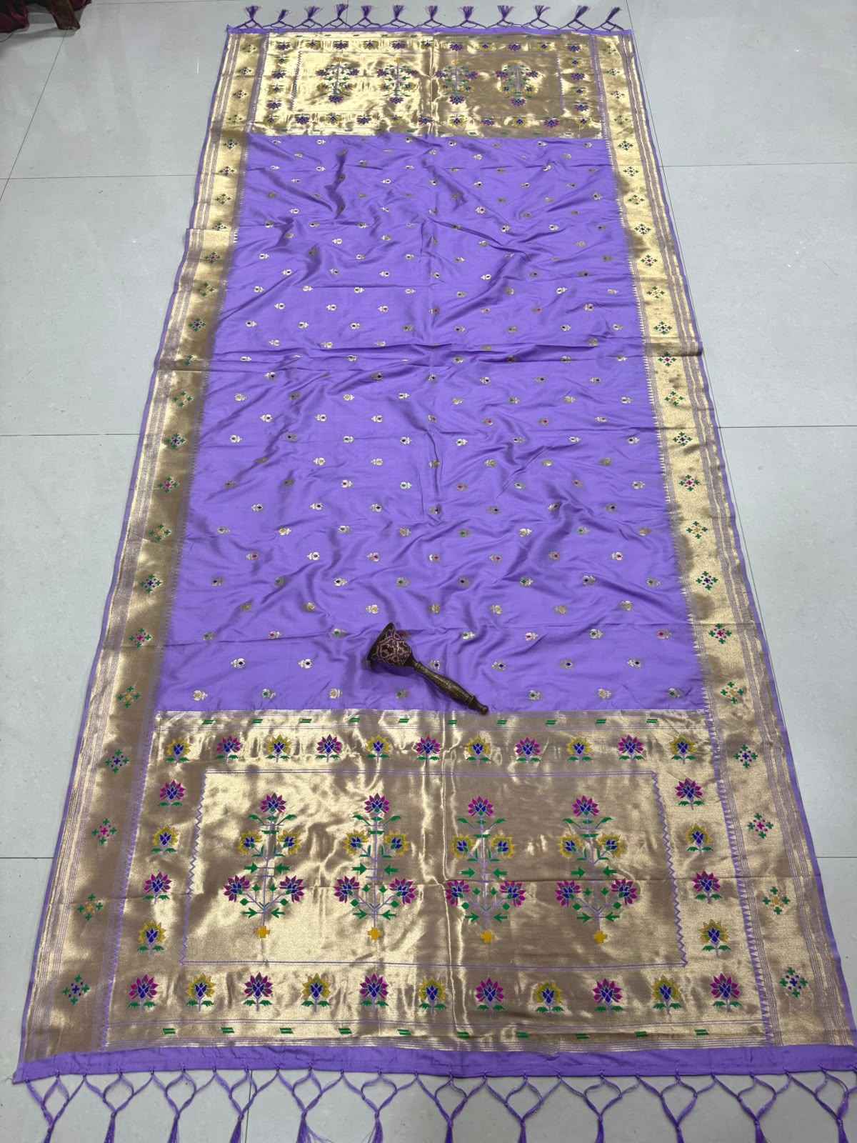 SOFT SILK ZARI TEMPLE BORDER KALASH PAITHANI DUPATTA 