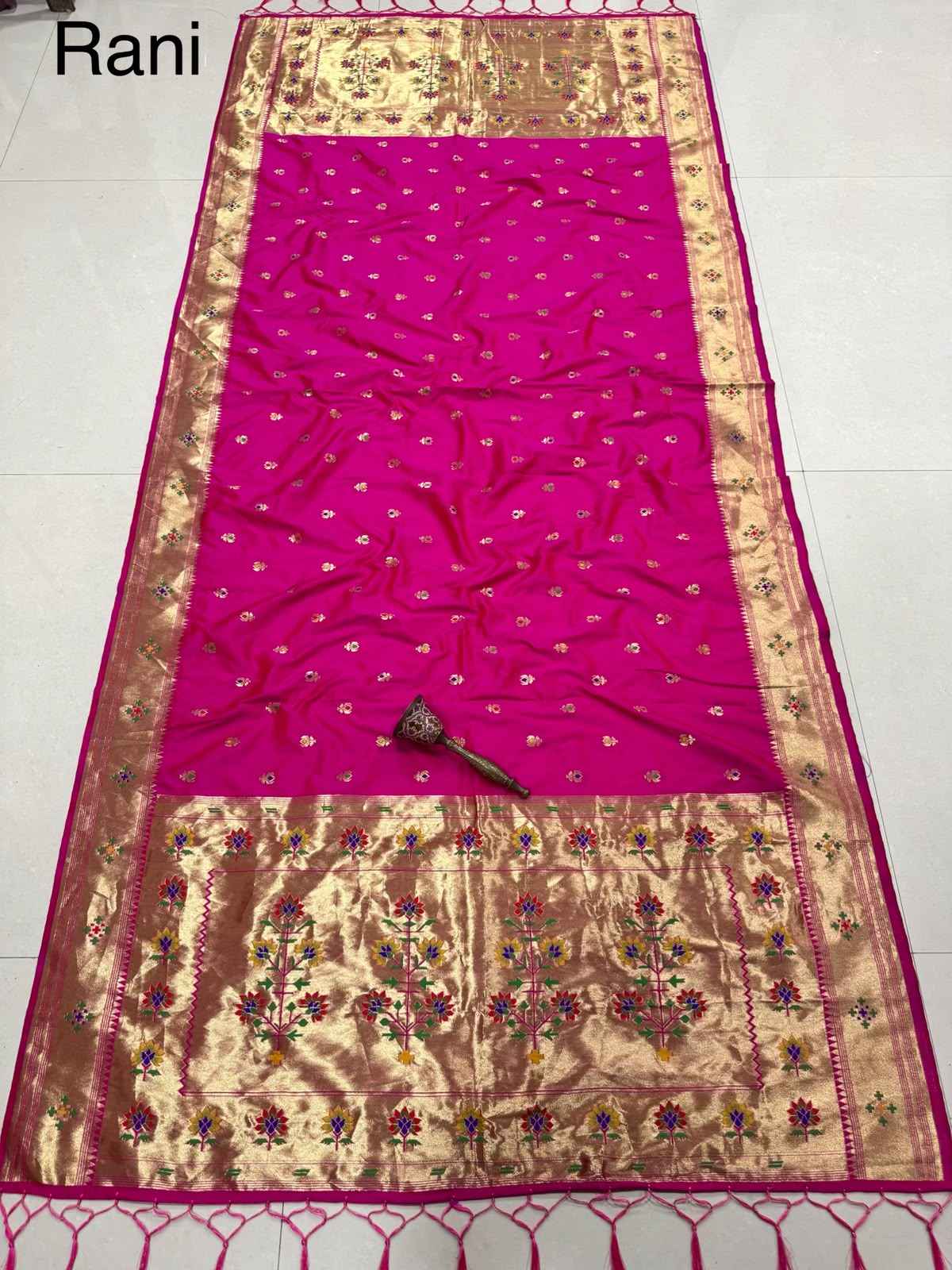 SOFT SILK ZARI TEMPLE BORDER KALASH PAITHANI DUPATTA 