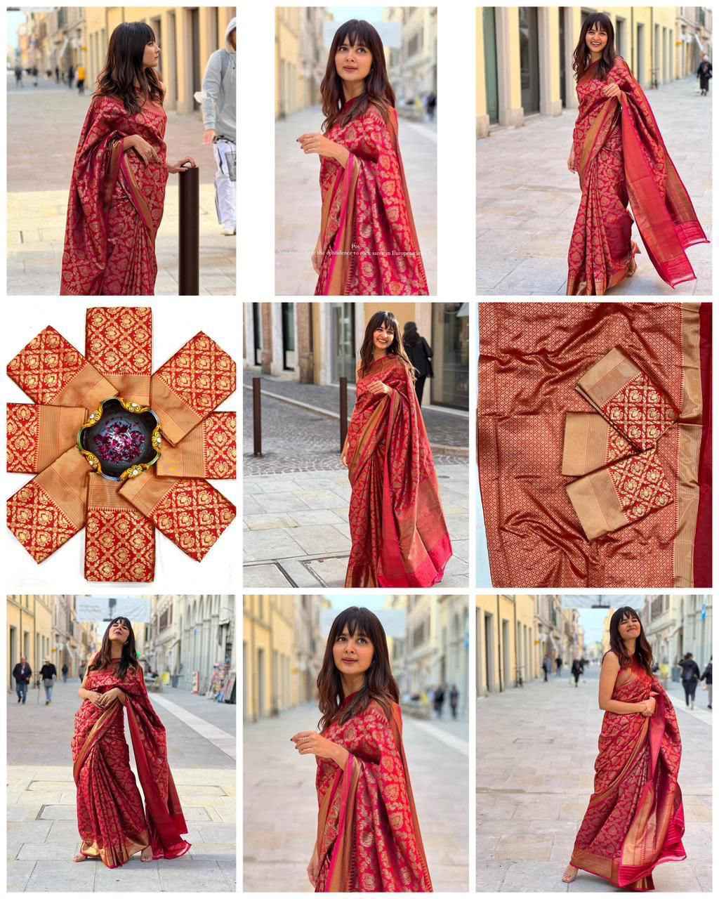 SOFT SILK RICH PALLU AND JACQUARD WORK SAREE CODE 4093
