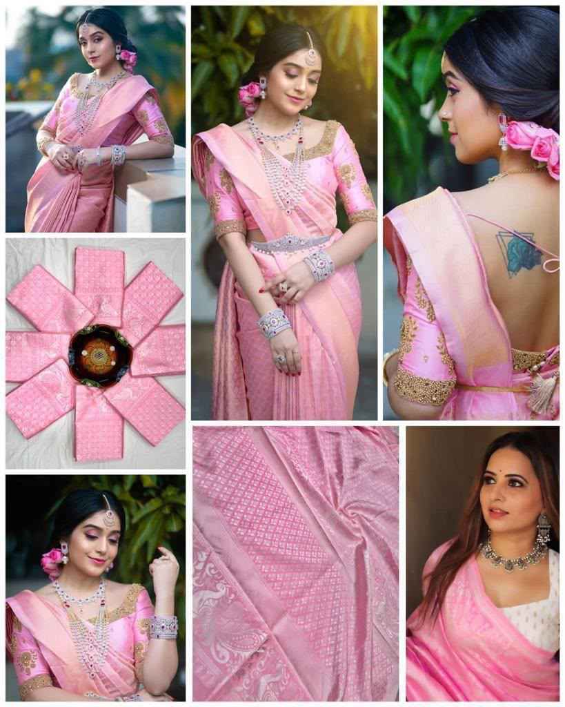 SOFT SILK RICH PALLU AND JACQUARD WORK SAREE CODE 3016