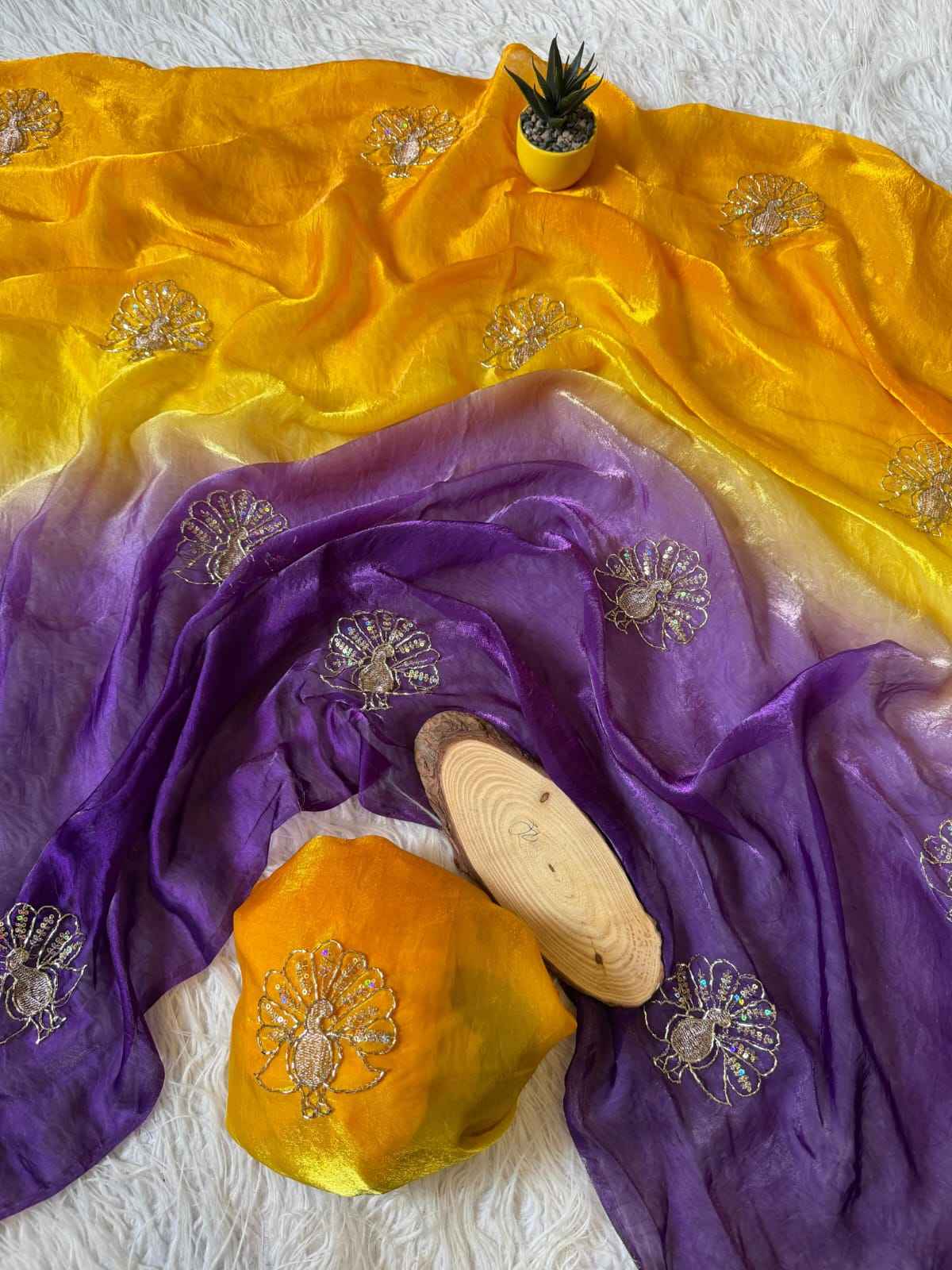 SOFT SPACE SILK BEEDS WITH SEQUINS & ZARI WORK SAREE 