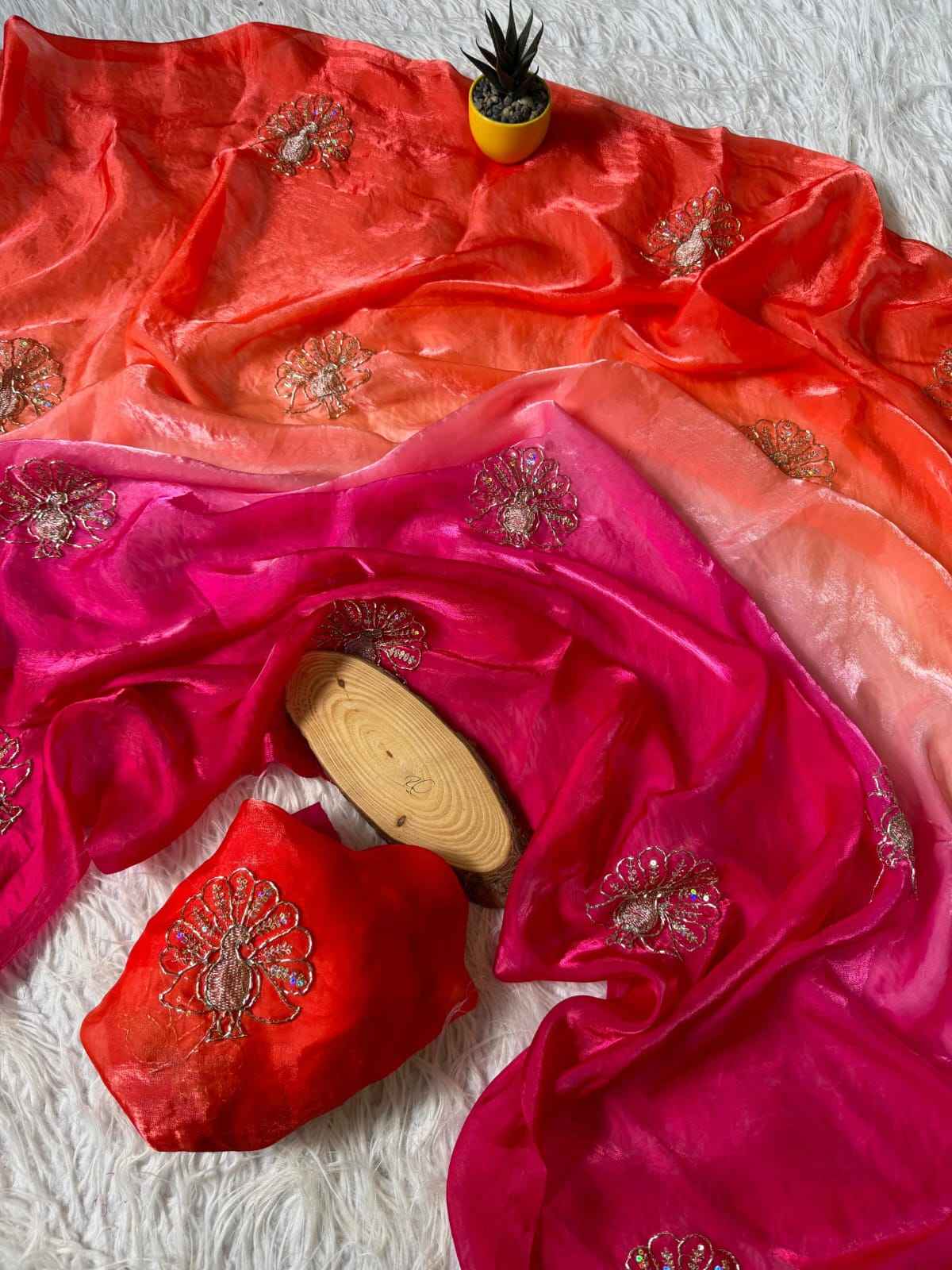 SOFT SPACE SILK BEEDS WITH SEQUINS & ZARI WORK SAREE 