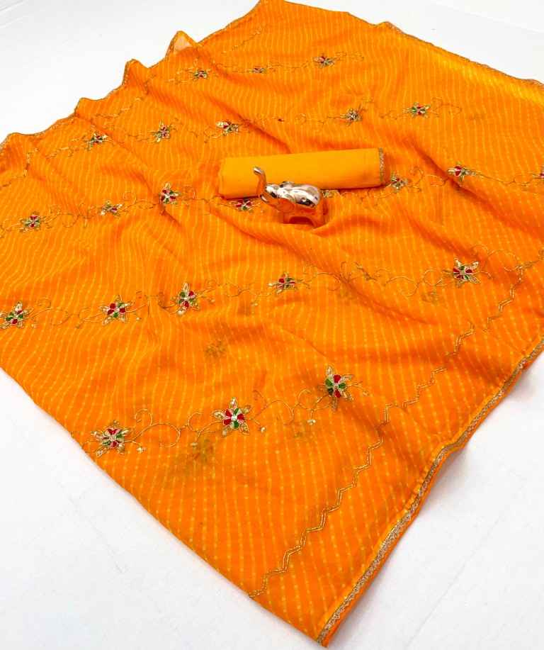SOFT WETLESS GEORGETTE EMBROIDERY WORK SAREE 