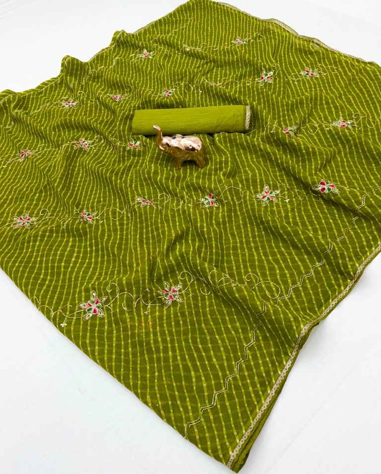 SOFT WETLESS GEORGETTE EMBROIDERY WORK SAREE 