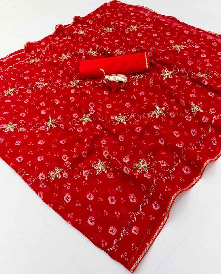 SOFT WETLESS GEORGETTE EMBROIDERY WORK SAREE 