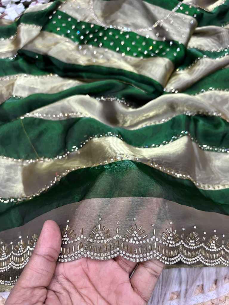 SPACE SOFT SILK BLOOMING JARKHAN SIROSKI WORK SAREE