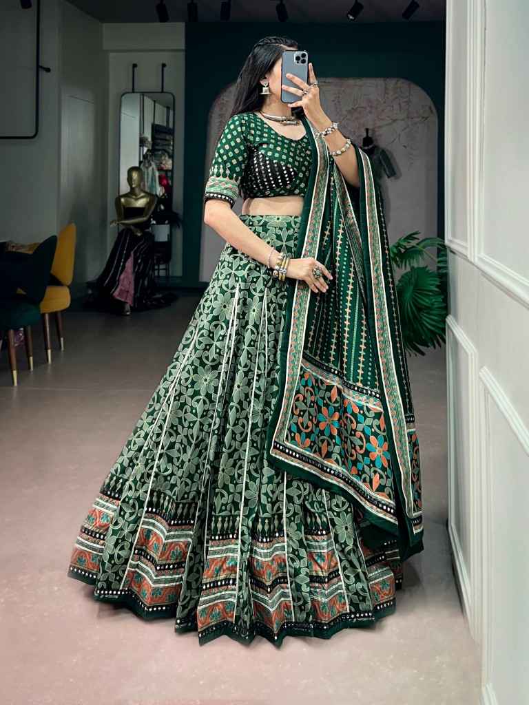  TASAR SILK ICONIC SPARKLE LACE BORDER NAVRATRI LEHENGA CHOLI 