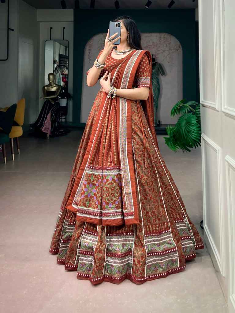  TASAR SILK ICONIC SPARKLE LACE BORDER NAVRATRI LEHENGA CHOLI 