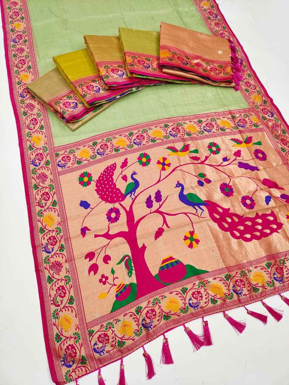 TISSUE PAITHANI MINA ZARI WEAVING WORK SAREE