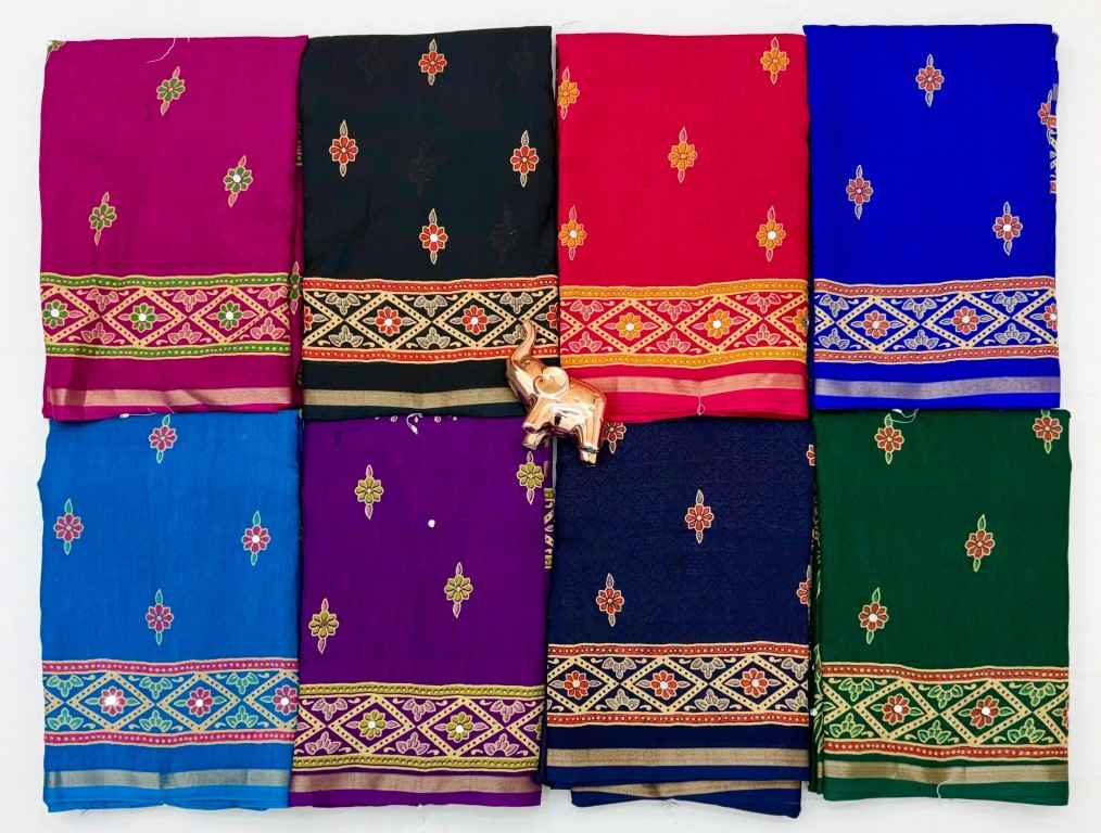 TUSSAR SILK MANDALA WITH FLORAL AJARKH DESIGN SAREE