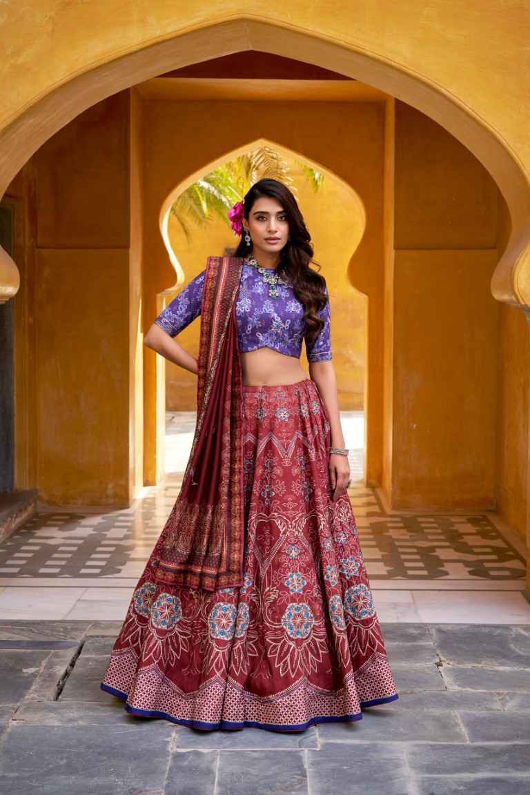 VAISHALI SILK PRINTED WITH BEADS WORK LEHENGA CHOLI 