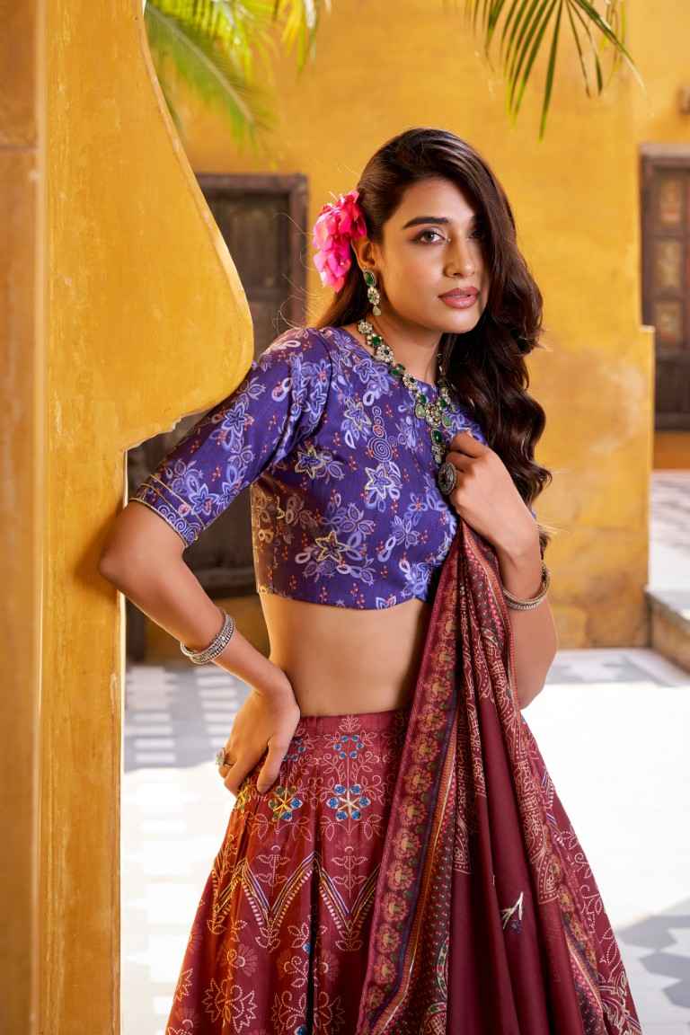 VAISHALI SILK PRINTED WITH BEADS WORK LEHENGA CHOLI 