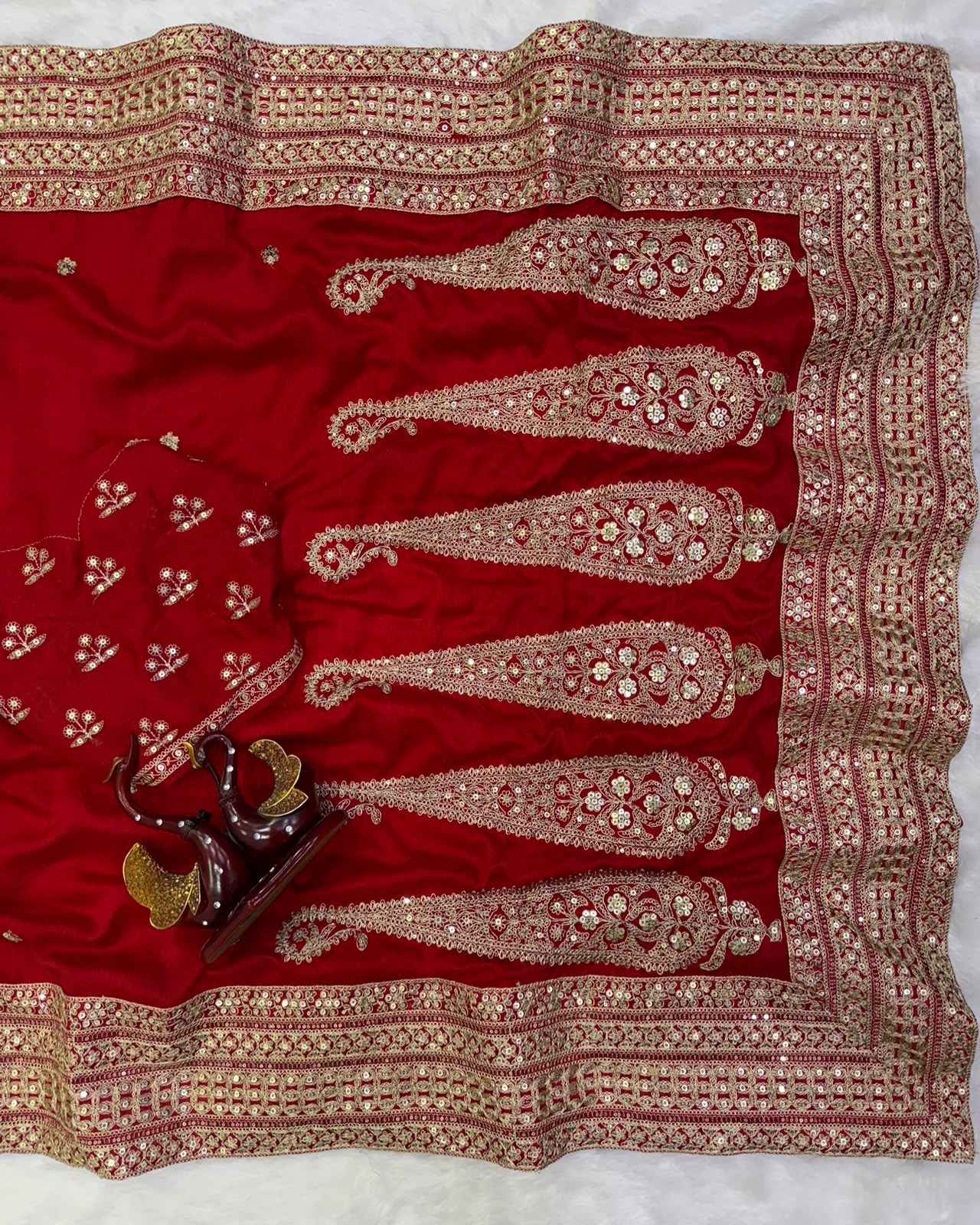 BLOOMING VICHITRA SILK SEQUANCE AND DORI EMBROIDERY WORK SAREE