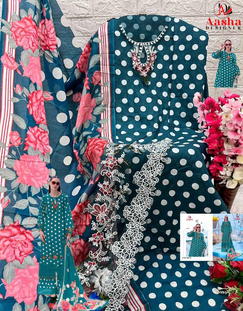 AASHA DESIGNER D.NO 1054 & 1055 COTTON PAKISTANI DRESS MATERIAL