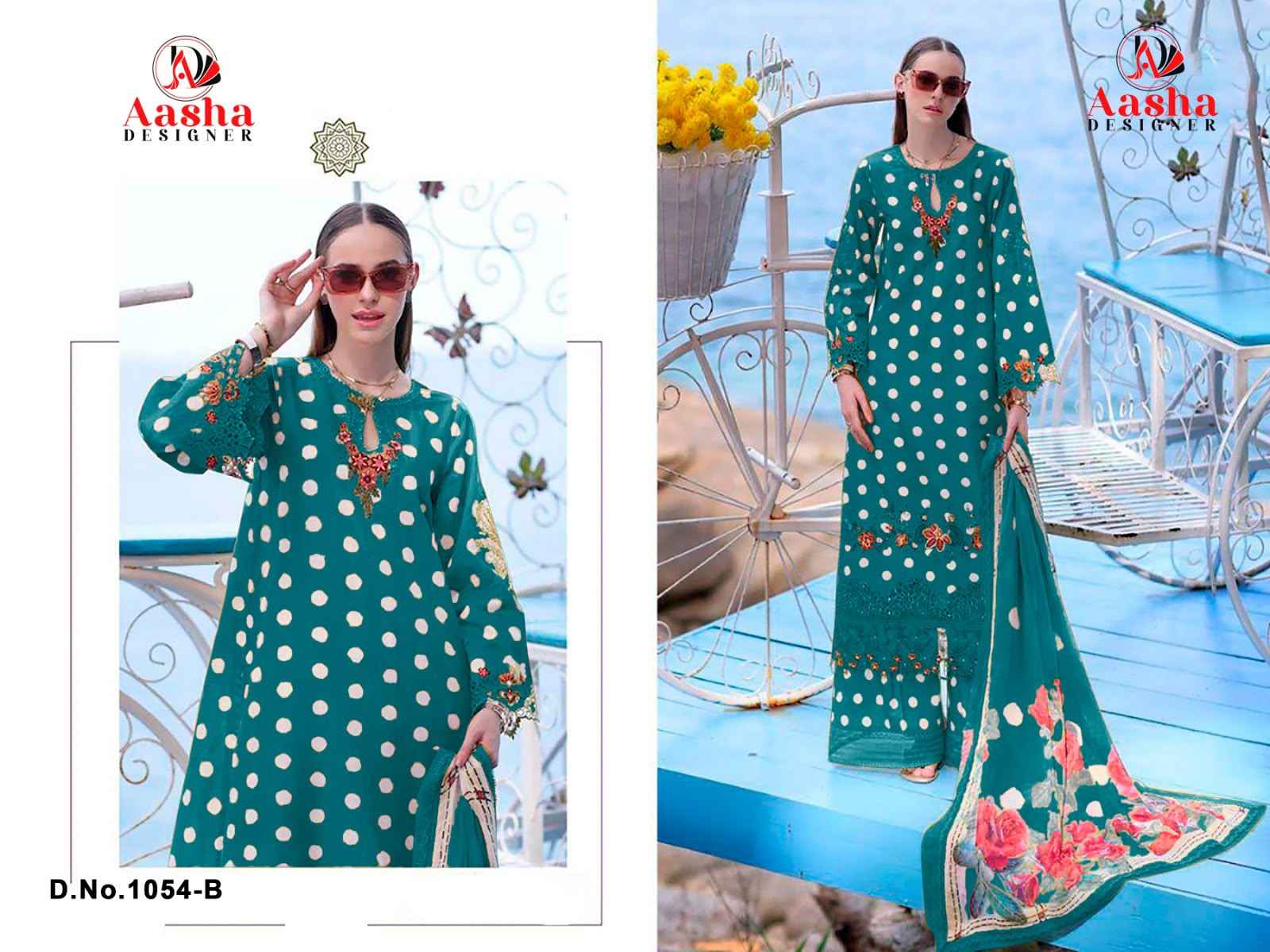 AASHA DESIGNER D.NO 1054 & 1055 COTTON PAKISTANI DRESS MATERIAL