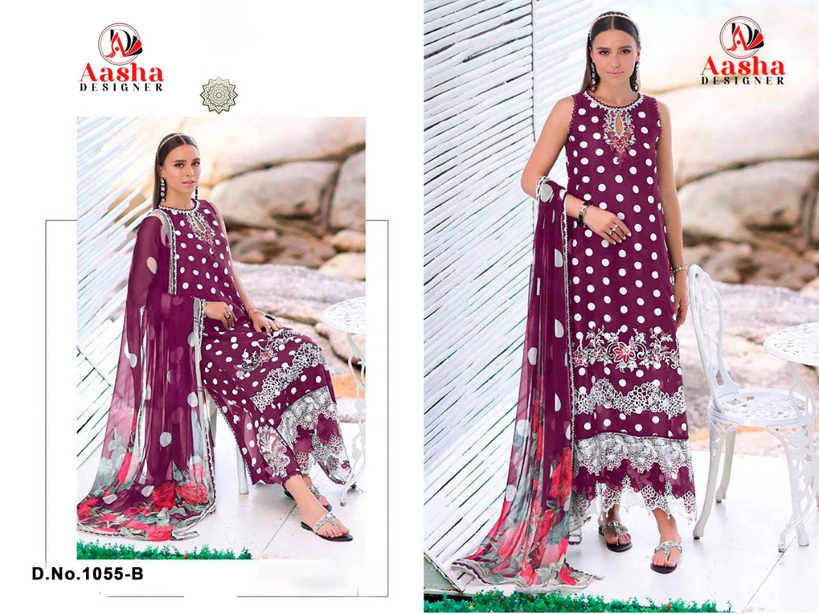 AASHA DESIGNER D.NO 1054 & 1055 COTTON PAKISTANI DRESS MATERIAL