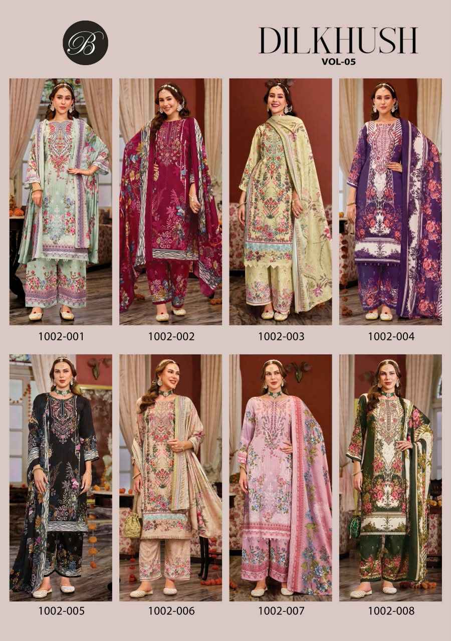 BELLIZA DILKHUSH VOL-5 PURE VISCOSE RAYON SELF EMBROIDERY DRESS MATERIAL 