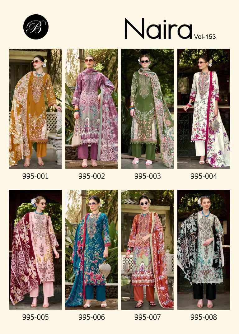 BELLIZA NAIRA VOL-153 PURE COTTON EMBROIDERY DRESS MATERIAL