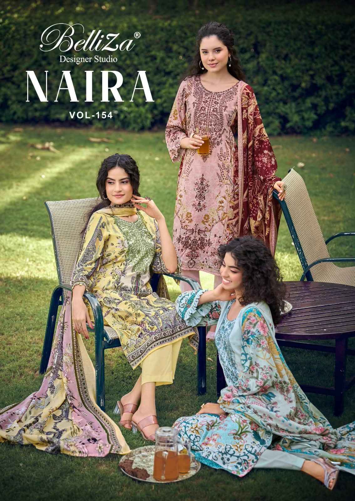 BELLIZA NAIRA VOL-154 PURE COTTON EMBROIDERY DRESS MATERIAL