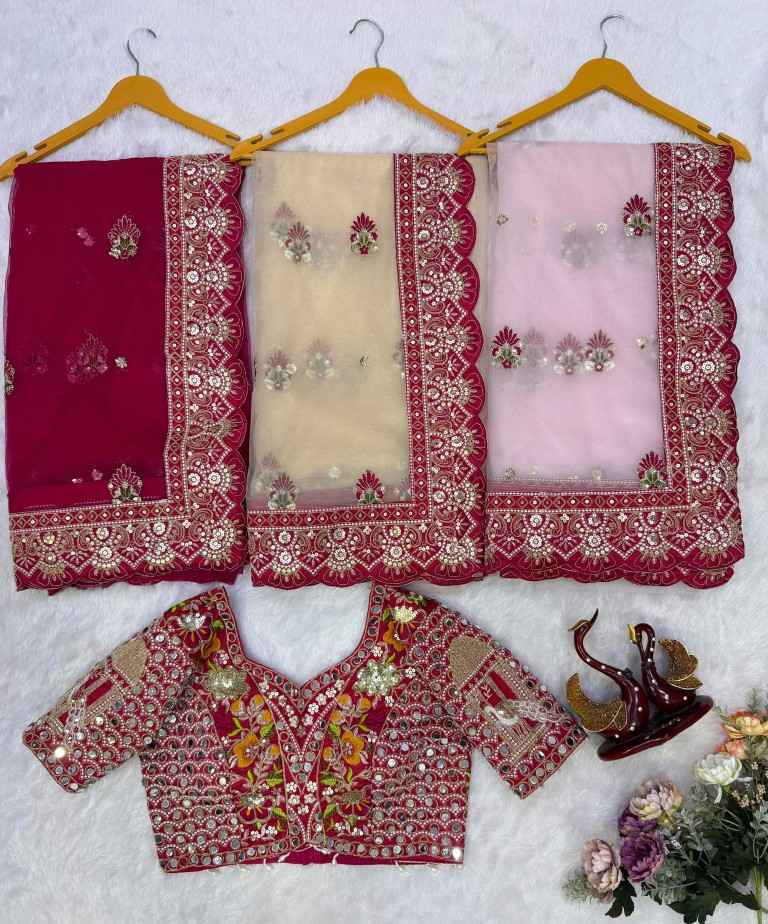 SOFT BUTTERFLY NET SEQUENCE THREAD WORK SAREE
