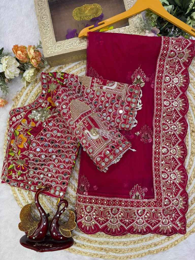 SOFT BUTTERFLY NET SEQUENCE THREAD WORK SAREE
