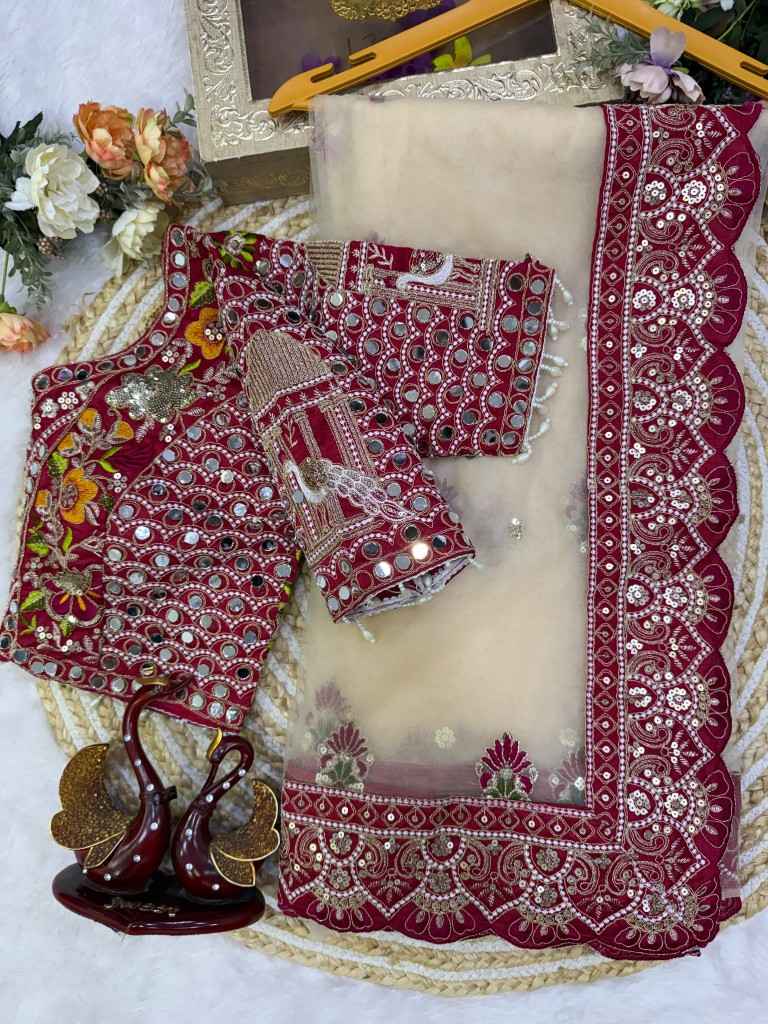 SOFT BUTTERFLY NET SEQUENCE THREAD WORK SAREE