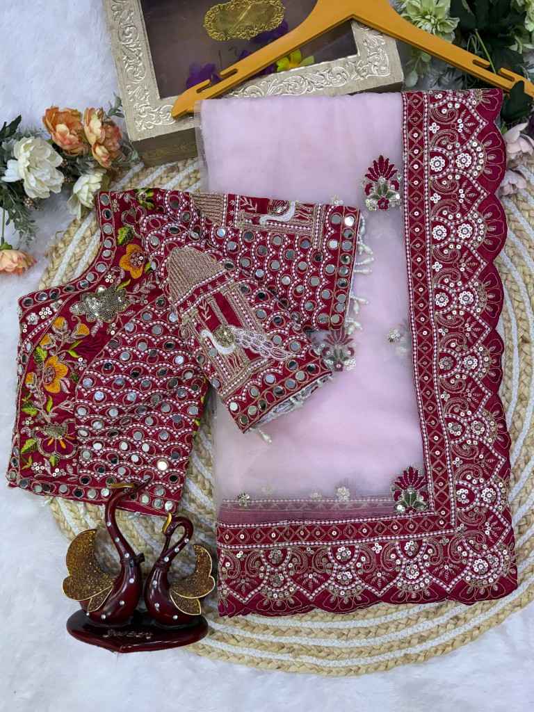 SOFT BUTTERFLY NET SEQUENCE THREAD WORK SAREE