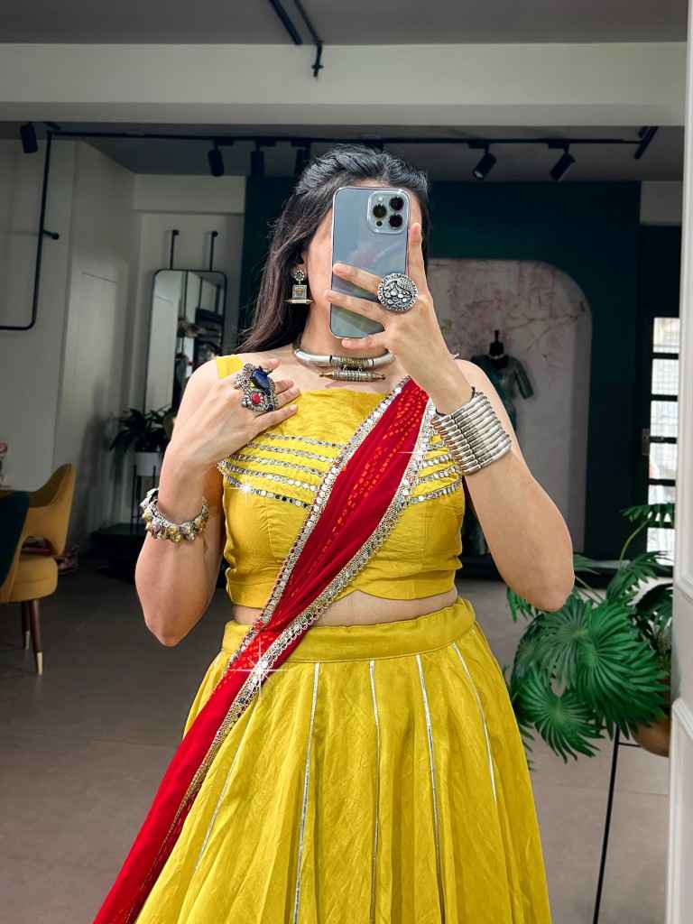 CHANDERI GOTTA PATTI GAMTHI WORK LEHENGA CHOLI 