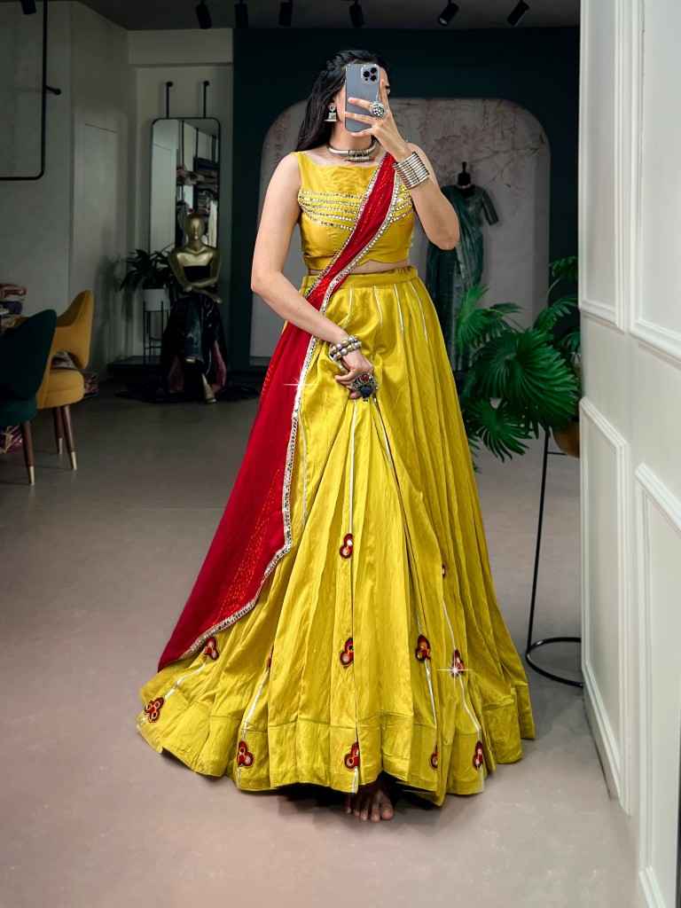 CHANDERI GOTTA PATTI GAMTHI WORK LEHENGA CHOLI 