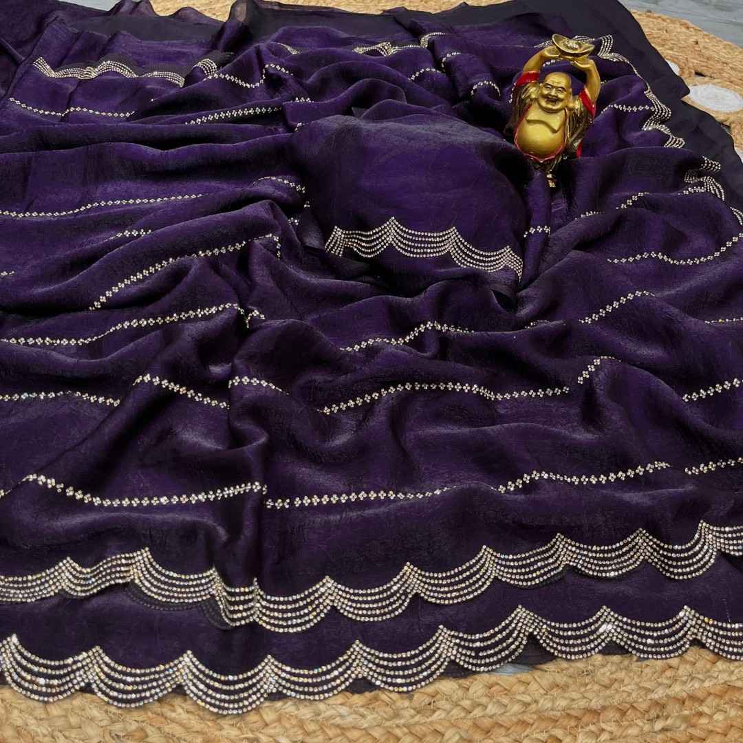 CRUSH SPACE SILK JARKHAN WORK SAREE