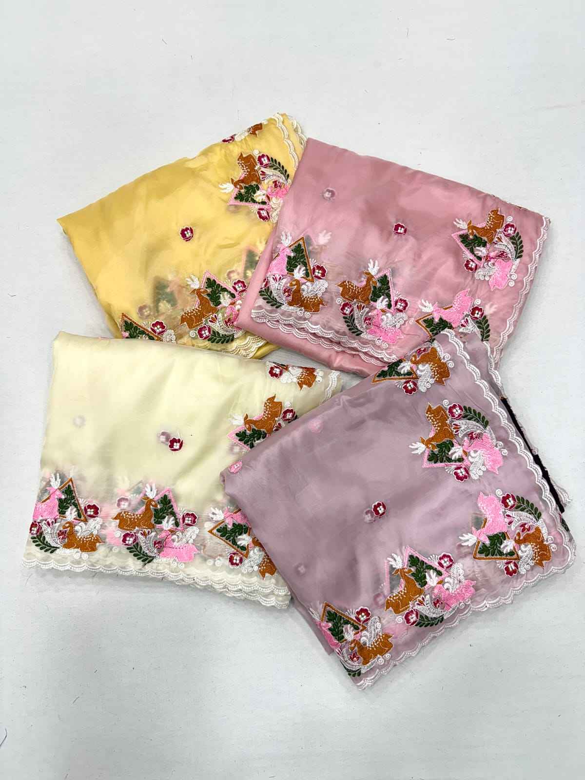 CRYSTAL TISSUE WITH VISCOSE THERD EMBROIDERY WORK SAREE